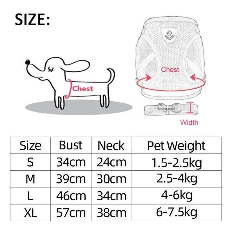 Dog Harness for Small Dogs Cats Adjustable Pet Harness And Leash Set Breathable Vest for Pug Chihuahua Bulldog Dog Accessories